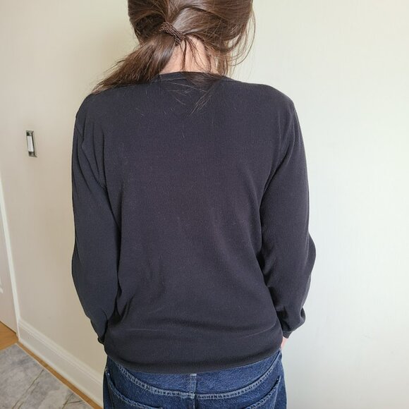 Abercrombie Black Ribbed Henley | Gothic Witchy Y2K Top Women’s L - Picture 2 of 6